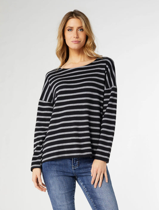 Charlee Striped Sweater Knit Top