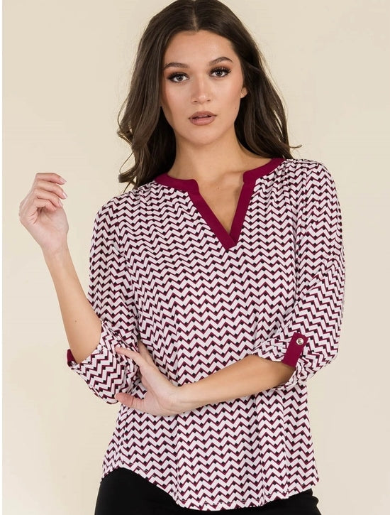 Mandarin Collar Jersey Blouse