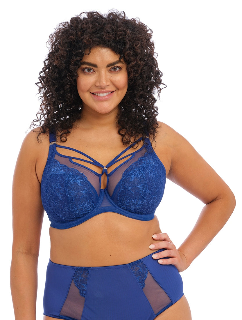 Brianna Underwire Strappy Plunge Bra in Lapis