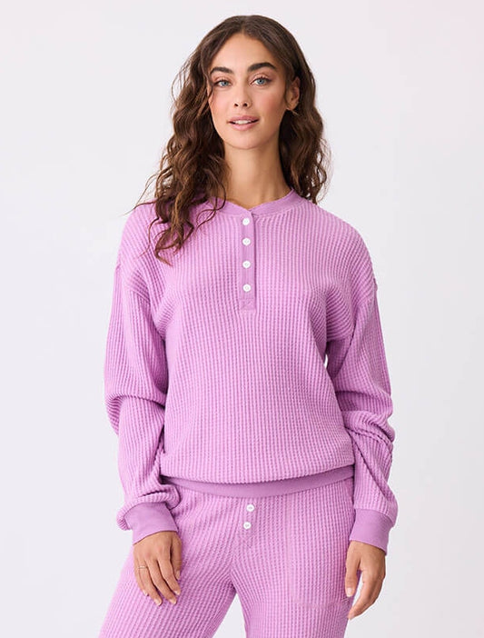 Seeing Stripes Long Sleeve Waffle Top