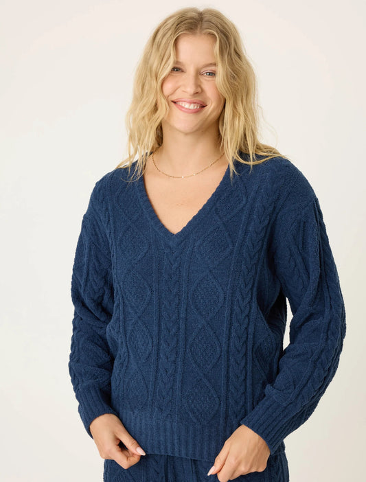 Cable Crew Lounge V-Neck Sweater