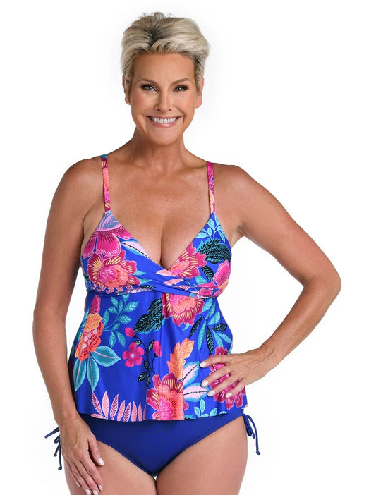 Luminous Blossom Front Wrap Flyaway Tankini