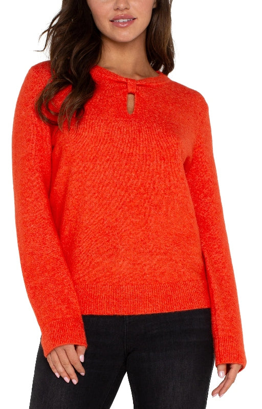 Long Sleeve Cut Out Bow Neck Sweater