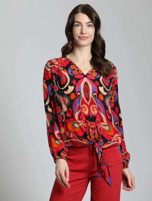 Colorful Ethnic Tribal Print V-Neck