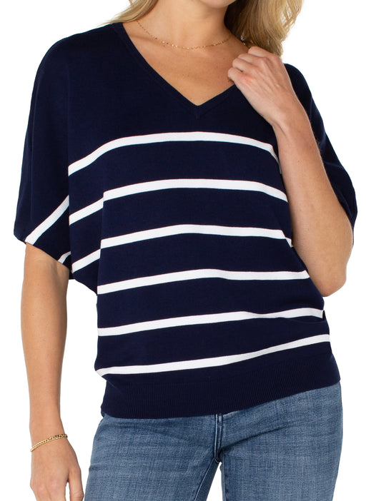 Short Sleeve Dolman V-Neck Sweater