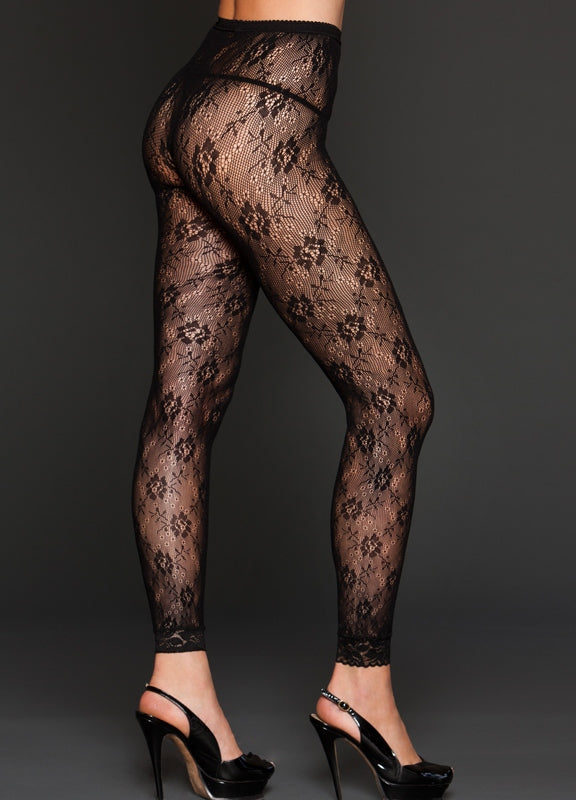 Lace with Trim Footless Tights – Whisper Intimate Apparel